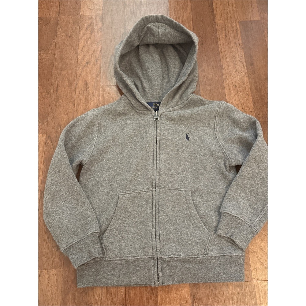 Polo Ralph Lauren Sweater Kids Size 5 Gray Full Zip Hoodie Casual